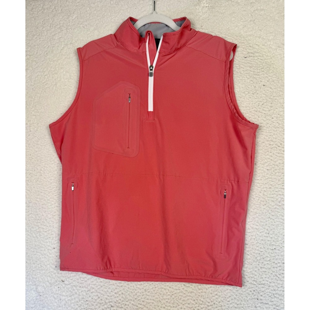 Peter Millar Crown Crafted Mens Large L Pink Half-Zip Pullover Vest Gorpcore